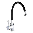 Смеситель FLOE FK234-DN для кухни,  40 мм,  на гайке, с бок.штыревой ручкой, с гибким черным изливом_2