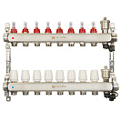 Коллекторная группа ONDO нерж сталь 8 вых. в сборе с автоматическим воздухоотводчиком,  расходомерам