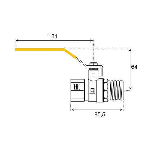 Кран шаровой для газа 1-1/4" г/ш рычаг CTM ГАЗ Кран шаровой для газа 1-1/4" г/ш рычаг CTM ГАЗ