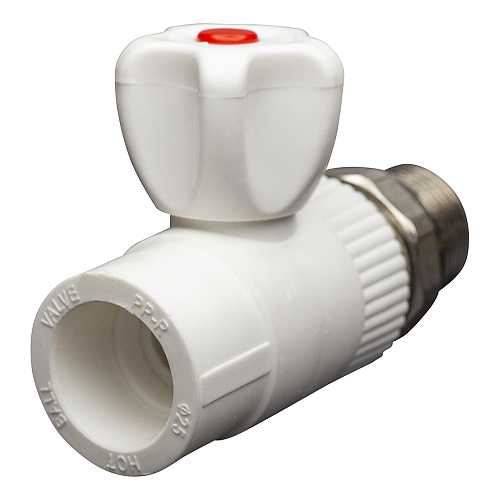 Кран шаровой PP-R для радиатора прямой DN 25х1/2" СТМ ПЛАСТ