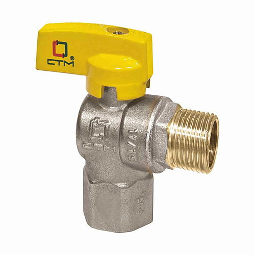 Кран шаровой для газа угловой 3/4" г/ш бабочка CTM ГАЗ
