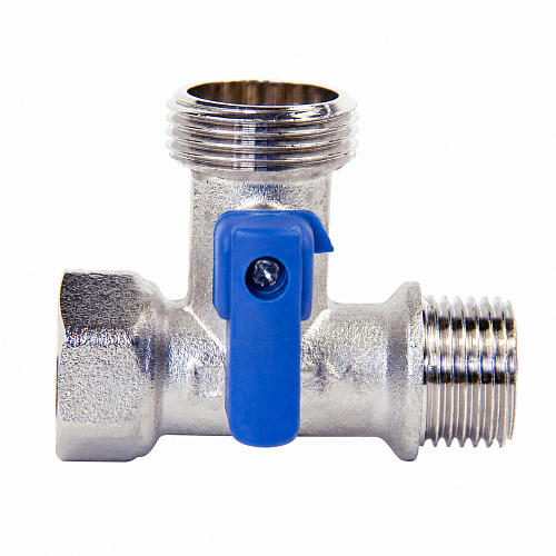 Кран шаровой для бытовых приборов 1/2"x3/4"x1/2" г/ш/ш флажок, никел. СТМ