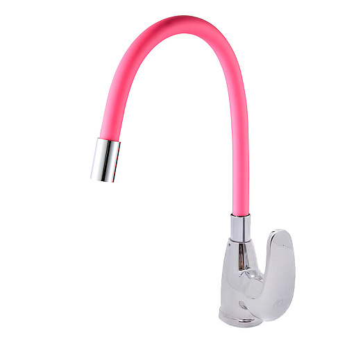 Смеситель ROEGEN RG014P для кухни, 40 мм, на гайке, с боковой металлической ручкой, с гибким розовы Смеситель ROEGEN RG014P для кухни, 40 мм, на гайке, с боковой металлической ручкой, с гибким розовы