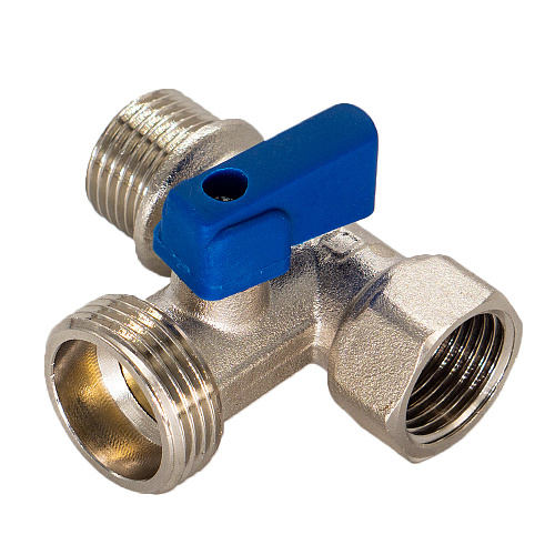 Кран шаровой для бытовых приборов 1/2"x3/4"x1/2" г/ш/ш флажок, никел. СТМ