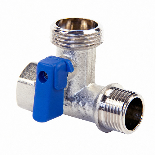 Кран шаровой для бытовых приборов 1/2"x3/4"x1/2" г/ш/ш флажок, никел. СТМ