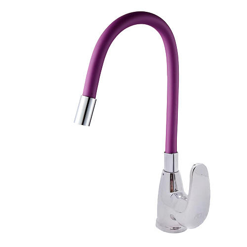 Смеситель ROEGEN RG014L для кухни, 40 мм, на гайке, с боковой металлической ручкой, с гибким лиловы Смеситель ROEGEN RG014L для кухни, 40 мм, на гайке, с боковой металлической ручкой, с гибким лиловы