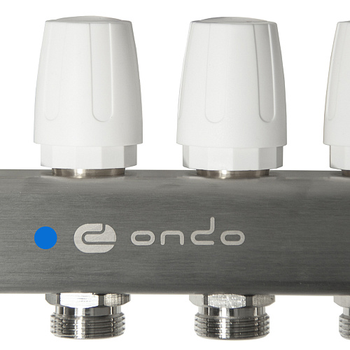 Коллекторная группа ONDO нерж сталь 6 вых. в сборе с расходомерами и термостатическими клапанами без сливных кранов и воздухоотводчиков Коллекторная группа ONDO нерж сталь 6 вых. в сборе с расходомерами и термостатическими клапанами без сливных кранов и воздухоотводчиков