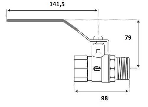 Кран шаровой для воды 1-1/2" г/ш рычаг, никель, ONDO