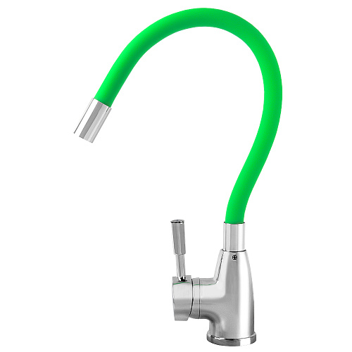 Смеситель FLOE FK234-DG для кухни, 40 мм, на гайке,с бок.штыревой ручкой,с гибким салатовым изливом Смеситель FLOE FK234-DG для кухни, 40 мм, на гайке,с бок.штыревой ручкой,с гибким салатовым изливом