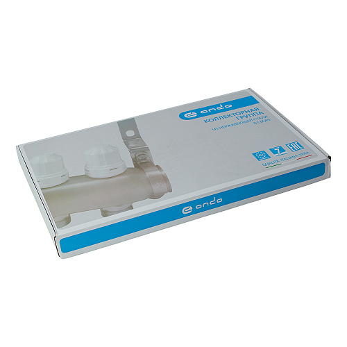 Коллекторная группа ONDO нерж сталь 9 вых. в сборе  с термостатическими и запорными клапанами