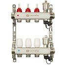 Коллекторная группа ONDO нерж сталь 3 вых. в сборе с автоматическим воздухоотводчиком,  расходомерам
