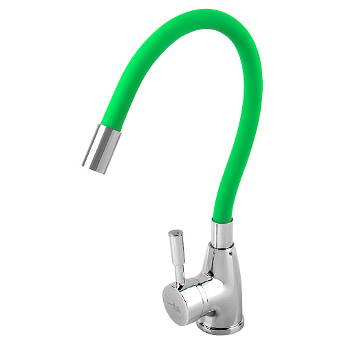 Смеситель FLOE FK234-DG для кухни, 40 мм, на гайке,с бок.штыревой ручкой,с гибким салатовым изливом Смеситель FLOE FK234-DG для кухни, 40 мм, на гайке,с бок.штыревой ручкой,с гибким салатовым изливом