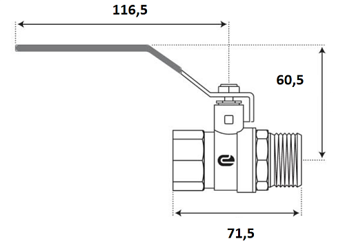 Кран шаровой для воды 1" г/ш рычаг, никель, ONDO Кран шаровой для воды 1" г/ш рычаг, никель, ONDO