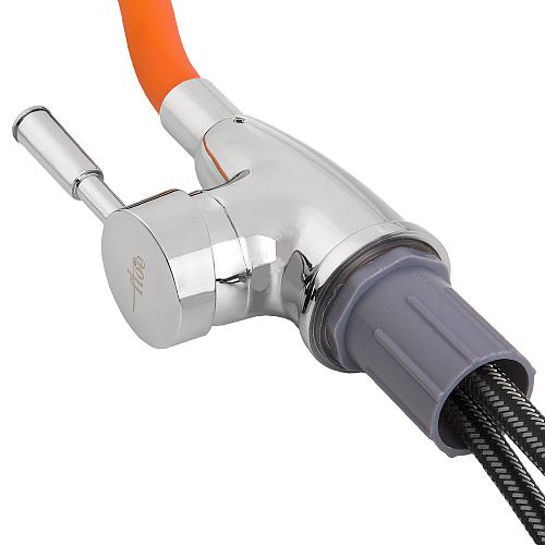 Смеситель FLOE FK234-DO для кухни, 40 мм, на гайке,с бок.штыревой ручкой,с гибким оранжевым изливом