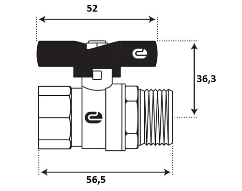 Кран шаровой для воды 1/2" г/ш бабочка, никель, ONDO