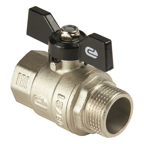 Кран шаровой для воды 3/4" г/ш бабочка, никель, ONDO