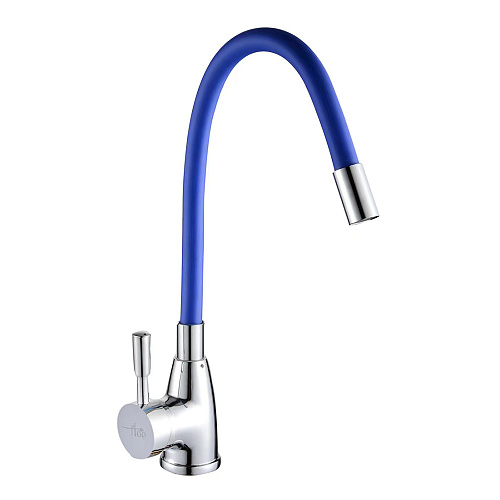 Смеситель FLOE FK234-DB для кухни, 40 мм, на гайке, с бок.штырьевой ручкой, с гибким синим изливом изливом