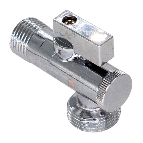Кран шаровой для бытовых приборов угл.  1/2"х1/2" ш/ш с фильтром и отражат. бабочка, хромированный СТМ
