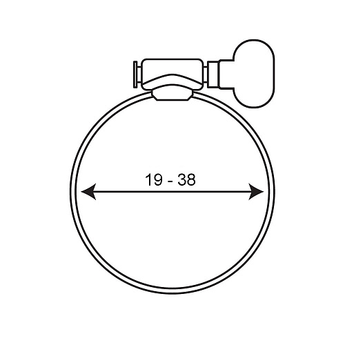 Хомут стальной винтовой с барашком 1-1/2" (19-38мм) 9мм СТМ Хомут стальной винтовой с барашком 1-1/2" (19-38мм) 9мм СТМ