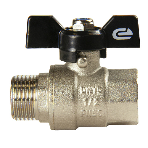 Кран шаровой для воды 1/2" г/ш бабочка, никель, ONDO