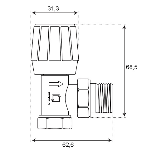 Регулирующий клапан для радиатора ручной угловой 1/2" СТМ ТЕРМО