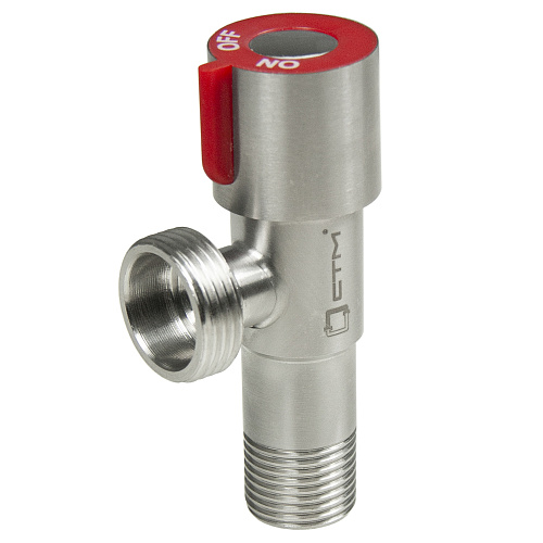 Кран для бытовых приборов угл. 1/2"х3/4" ш/ш с отражат. нерж. сталь СТМ Кран для бытовых приборов угл. 1/2"х3/4" ш/ш с отражат. нерж. сталь СТМ